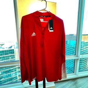 Men’s XL Adidas (PRIMEBLUE) Red & White 3 Quarter Zip Pull Over-NWT